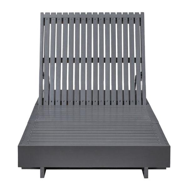 English Elm Modern Acacia Wood Outdoor Chaise Lounge Slatted Reclining Poolside Sun Chair N770P281696G