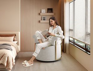 English Elm 360 Degree Barrel Swivel Chair - Plush Upholstered Accent Armchair With Gold Legs For Stylish Comfort W2012P319046