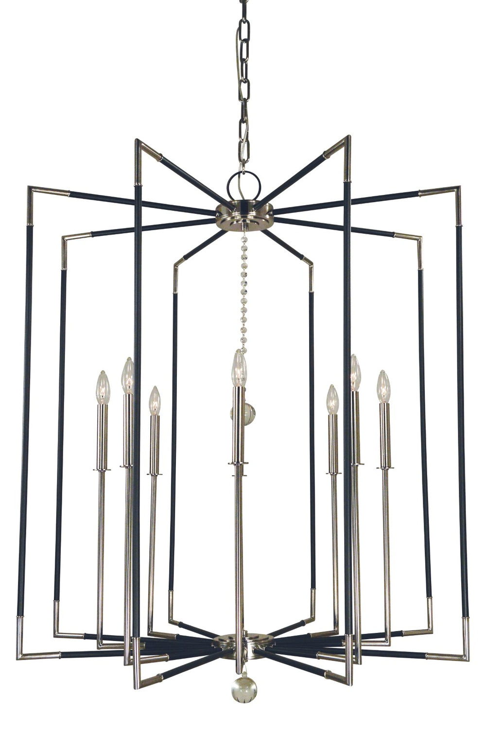 Framburg 8-light Felicity Foyer Chandelier - Elegant Usa-made Design With Bold Finishes For Glamorous Spaces Polished Nickel With Matte Black Accents Metal 5048 Pn/Mblack