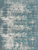 Unique Loom Outdoor Coastal Okyanus Machine Made Abstract Rug Blue, Ivory/Green/Gray 9' 0" x 12' 0"