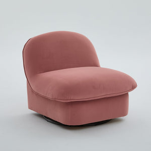 English Elm Swivel Accent Chair Plush Velvet Pumpkin Barrel Silhouette with 360 Degree Metal Base Coral W3244P392749