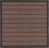 Unique Loom Outdoor Border Checkered Machine Made Border Rug Brown, Brown/Black 6' 0" x 6' 0"