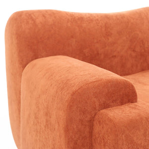 English Elm Wide Chenille Accent Chair Oversized Cozy Seat for Bedroom Living or Studio Spaces Orange W5385P433251