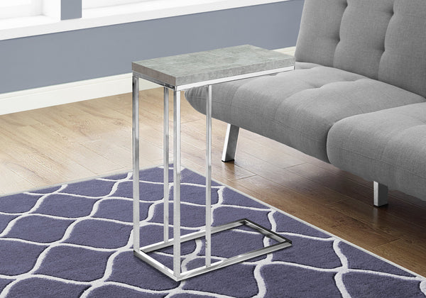 English Elm Accent Table C-Shaped End Side Snack Table with Cement-Textured Laminate Top and Chrome Base for Living Room Modern Decor Grey 26 L x 13 W x 5 H B2710P219267