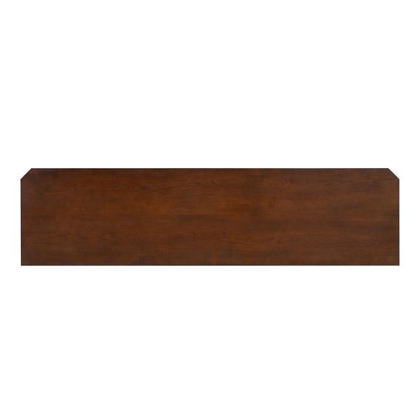 English Elm Modern 70" TV Stand Dark Cherry Finish with Gold Accents, 3 Felt-Lined Drawers, Sturdy Wood Design B2741P395430