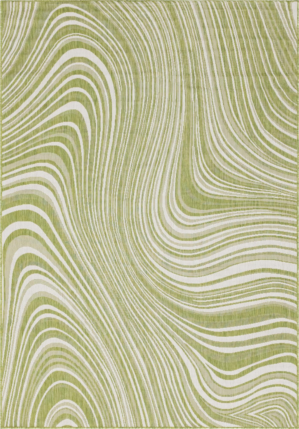 Unique Loom Outdoor Modern Pool Machine Made Abstract Rug Green, Ivory 7' 1" x 10' 0"