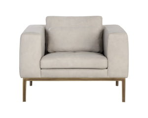 Sunpan Burr Armchair - Modern Masculine Design with Oversized Seat and Rustic Bronze Feet for Stylish Comfort Bali Bone Leather