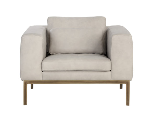 Sunpan Burr Armchair - Modern Masculine Design with Oversized Seat and Rustic Bronze Feet for Stylish Comfort Bali Bone Leather