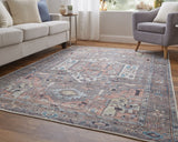 Feizy Rugs Percy Transitional Medallion Area Rug - Durable, Machine Washable, Stylishly Distressed Design For Any Space Taupe,Red,Brown Polyester,Cotton,Viscose Prc39ajfgrymltp00