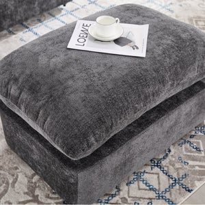 English Elm 360° 360 Swivel Oversized Chenille Armchair with Pocket Spring Seat and Three Throw Pillows Dark Grey W1361S00092