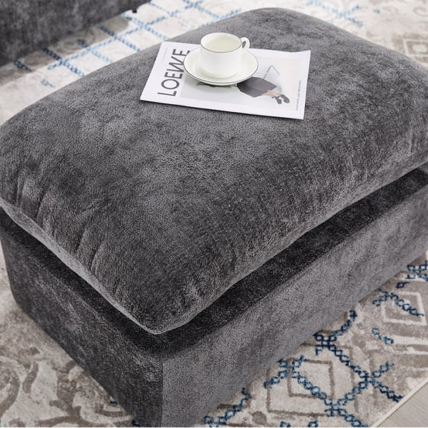 English Elm 360° 360 Swivel Oversized Chenille Armchair with Pocket Spring Seat and Three Throw Pillows Dark Grey W1361S00092