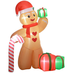 English Elm Outsunny 8Ft Inflatable Gingerbread Man – Giant Holiday Decoration With Led Lights For Yard Joy! W2225P249967-GIGA