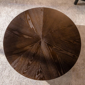 English Elm 39.37" Round Retro Coffee Table with Storage Mdf Top Solid Wood Legs Living Room W757P379484
