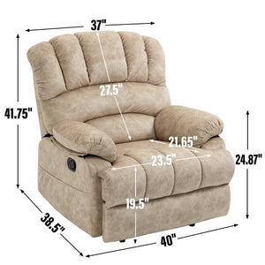English Elm Large Oversized Manual Recliner Upholstered in Neutral Fabric for Relaxing Living Rooms Beige W3224P288517