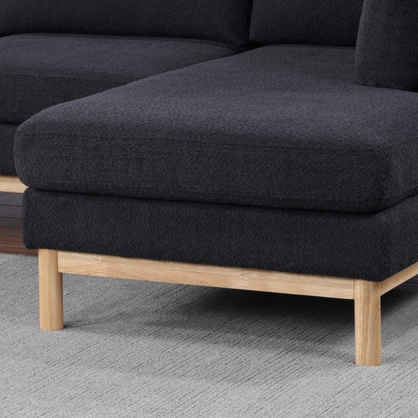 English Elm Helena Sherpa U-shaped Sectional with Double Chaise and Wood Trim for Family Rooms B2749S00218