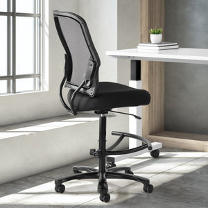 OSP Home Furnishings Big Man's Ergonomic Drafting Chair with Breathable Mesh Back and Adjustable Footrest Support 15-37A720D