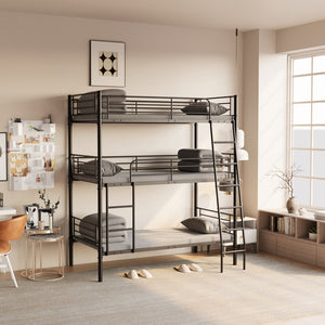 English Elm Black Metal Loft Bed with Built-in Desk Rgb Led Lighting and Charging Station Black W1671S00002