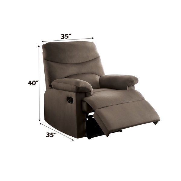 English Elm Arcadia Plush Microfiber Motion Recliner with Pillow-Top Arms, Smooth Latch Mechanism for Relaxation Light Brown 33 L x 31 W x 28 H B2726P256702