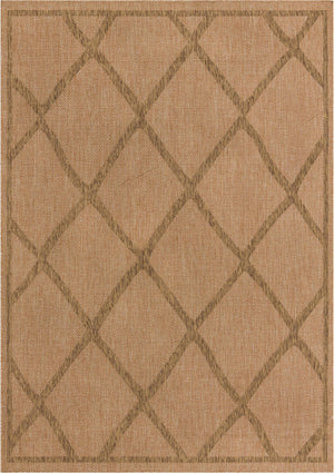 Unique Loom Outdoor Trellis Diamonds Machine Made Geometric Rug Light Brown, Brown 8' 0" x 11' 4"