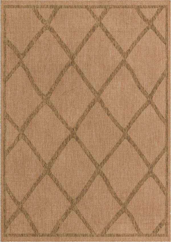 Unique Loom Outdoor Trellis Diamonds Machine Made Geometric Rug Light Brown, Brown 8' 0" x 11' 4"