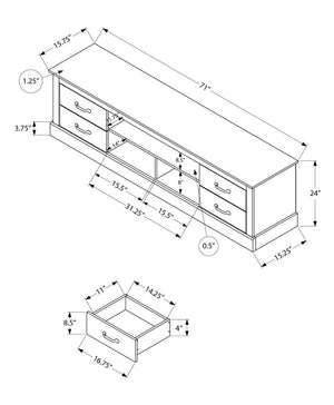 English Elm Tv Stand 72 Inch Media Console Laminate Finish Solid Wood Legs Cable Management Storage B2710P461912