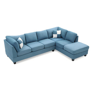 English Elm Malone Aqua Blue Sectional Sofa - Modern Microfiber, Flexible & Comfortable Living Room Seating B078S00062