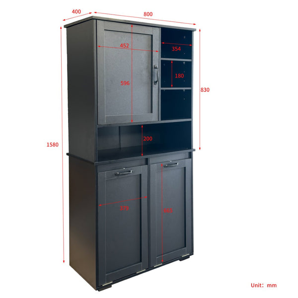 English Elm Laundry Cabinet Freestanding White Melamine with Tilt Out Hamper and Open Shelving W331S00202