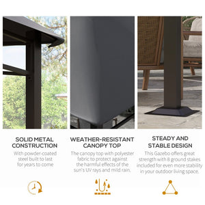 English Elm Outsunny 10' X 10' Modern Soft Top Patio Gazebo With Geometric Canopy - Durable All-Weather Frame, Gray W2225P200939-GIGA