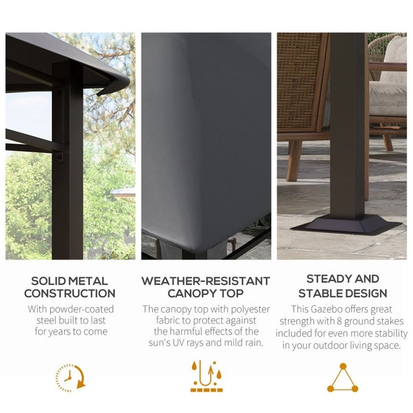 English Elm Outsunny 10' X 10' Modern Soft Top Patio Gazebo With Geometric Canopy - Durable All-Weather Frame, Gray W2225P200939-GIGA