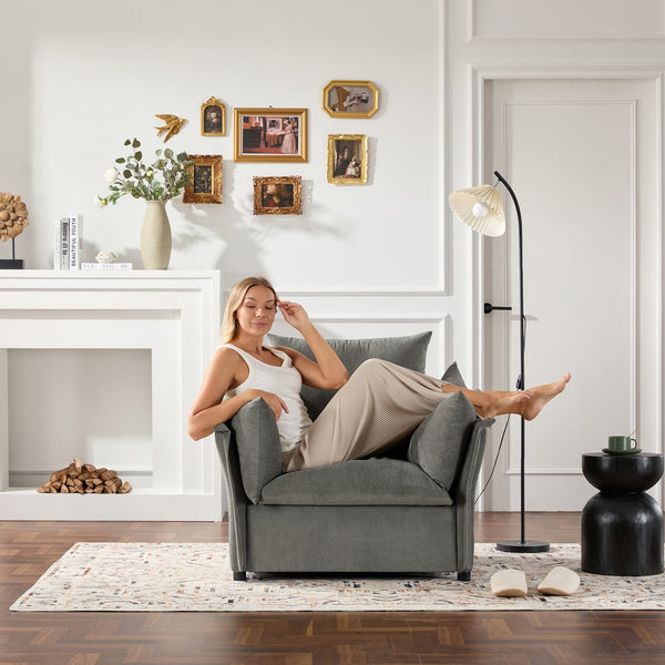 English Elm Modern Chenille Oversized Armchair - Plush Accent Chair For Living Room, Bedroom, Or Study Comfort W2997P236309