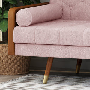 English Elm Aidan Tufted Fabric Sofa with Diamond Stitching and Gold Tipped Rubberwood Legs Blush 61688.00LBLSH
