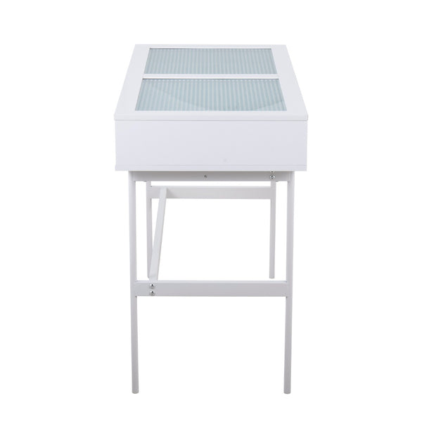 English Elm Zenn Floating Glass End Table Brushed Steel Frame Modern Living Room Accent B202P223381