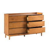 55.1" Solid Wood 6-Drawer Chest with Gallery Caramel LEEBDCA-T Walker Edison