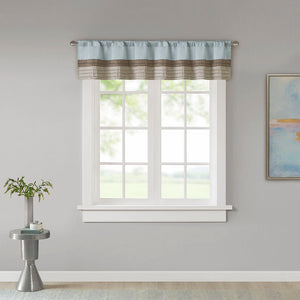 JLA Home Madison Park - Polyoni Pintuck Window Valance with Lined Striped Texture, Tailored Fullness & Easy Rod Pocket Blue MP41-2229