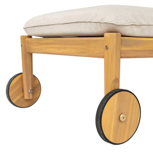 English Elm Christopher Knight Home® - Riviera Acacia Wood Chaise Lounges Set of 2 with Wheels – Beige Light Teak, Polished Edges, Stable Cylindrical Feet for Garden Comfort and Safety N775P287338T