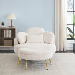 English Elm 61 Corduroy Compact Sofa with Solid Wood Frame, 500lb Capacity, Sponge Cushions, Modern Small Space Appeal Beige W1278P360540