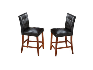 English Elm Beautiful 5pc Counter Height Dining Set with Square Table and Faux Leather Upholstered Chairs, Modern Chic Design Brown 46.25 L x 46.25 W x 14 H ESFTID594-5PC-SHB