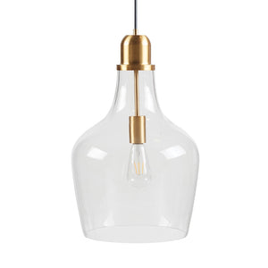 JLA Home INK+IVY - Bell Hand-Blown Glass Pendant Light with Open-Bottom Bell Shade, Adjustable Cord, Warm Metal Finish Gold/Clear FB151-1179