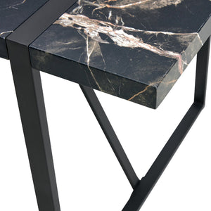 English Elm Table Modern Black Marble Mdf Dining Set With 6 Light Gray Pu Chairs - Stylish, Durable, Comfortable W1151S02528-GIGA