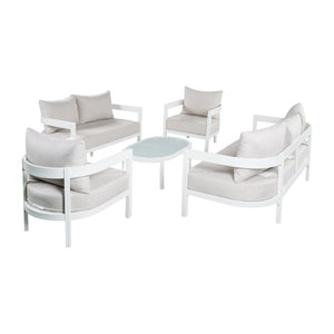 English Elm 5-piece Outdoor Aluminum Conversation Set Resort Style Curved Seating for 7 Adults N767P389542A