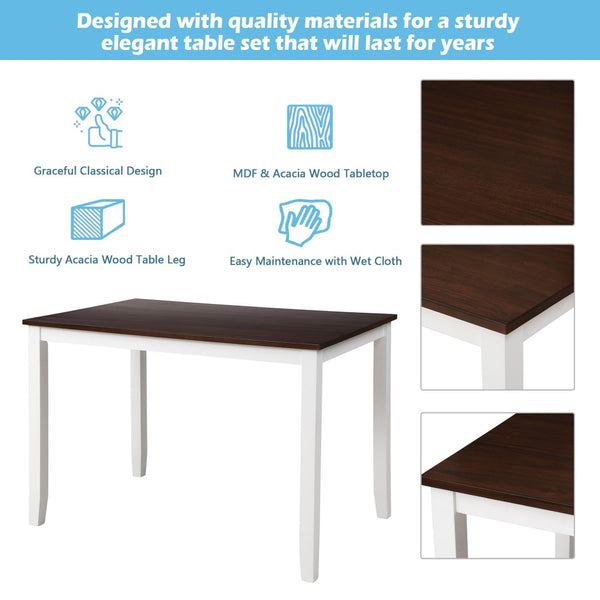 English Elm Topmax Five Piece X-back Dining Set with Solid Wood Legs and Acacia Veneer Top N717S000088K