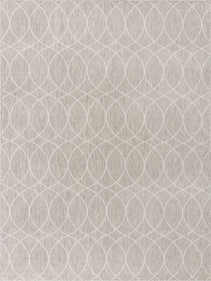 Unique Loom Outdoor Trellis Gitter Machine Made Trellis Rug Light Gray, Ivory 9' 0" x 12' 0"
