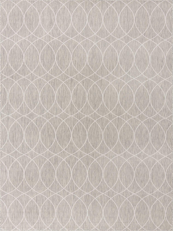 Unique Loom Outdoor Trellis Gitter Machine Made Trellis Rug Light Gray, Ivory 9' 0" x 12' 0"