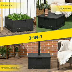 English Elm Outsunny 3-In-1 Outdoor Umbrella Base & Coffee Table Planter With Wheels, 175Lbs Capacity, Black W2225P229301-GIGA