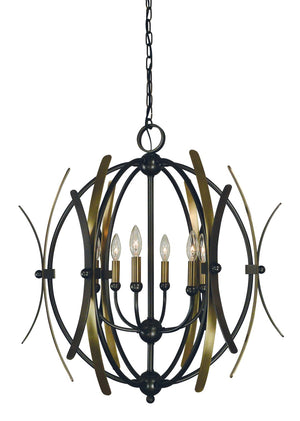Framburg 6-light Monique Dining Chandelier - Elegant Design With Warm Finishes, Crafted In The Usa For Your Home Mahogany Bronze With Antique Brass Accents Metal 5055 Mb/Ab