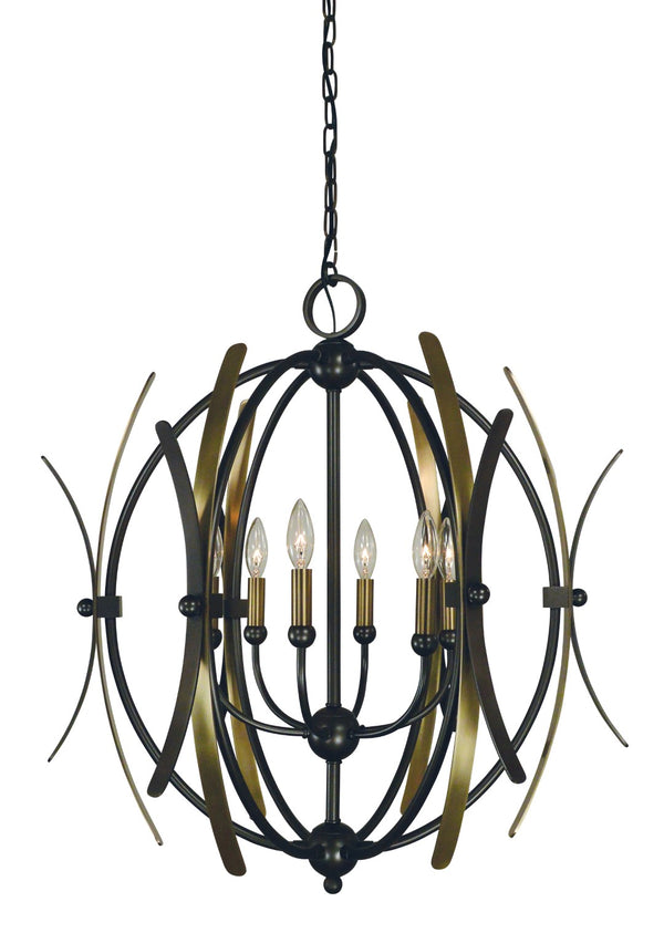 Framburg 6-light Monique Dining Chandelier - Elegant Design With Warm Finishes, Crafted In The Usa For Your Home Mahogany Bronze With Antique Brass Accents Metal 5055 Mb/Ab