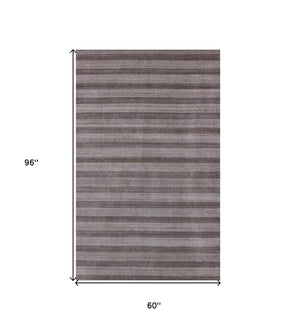 Homeroots 5' X 8' Rust And White Hand Loomed Area Rug  Viscose 505509