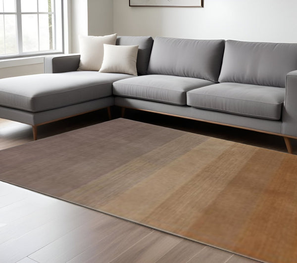 HomeRoots 5' Hand Loomed Gold and Rust Ombre Area Rug - Artisan Crafted Luxury for Modern Living Spaces 505510