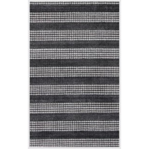 Homeroots 9' X 12' Black And White Striped Hand Loomed Area Rug  Viscose 505511