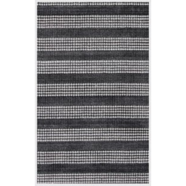 Homeroots 9' X 12' Black And White Striped Hand Loomed Area Rug  Viscose 505511